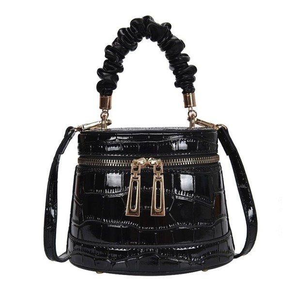 Bolso de mano de piel para mujer M1673 negro