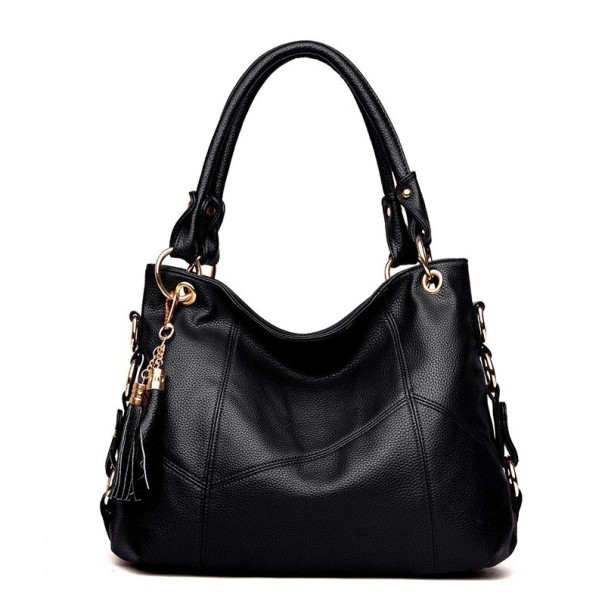 Bolso de mano de piel para mujer M1688 negro