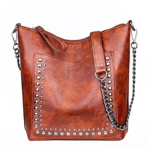 Bolso de mano de piel para mujer M1709 marrón 1