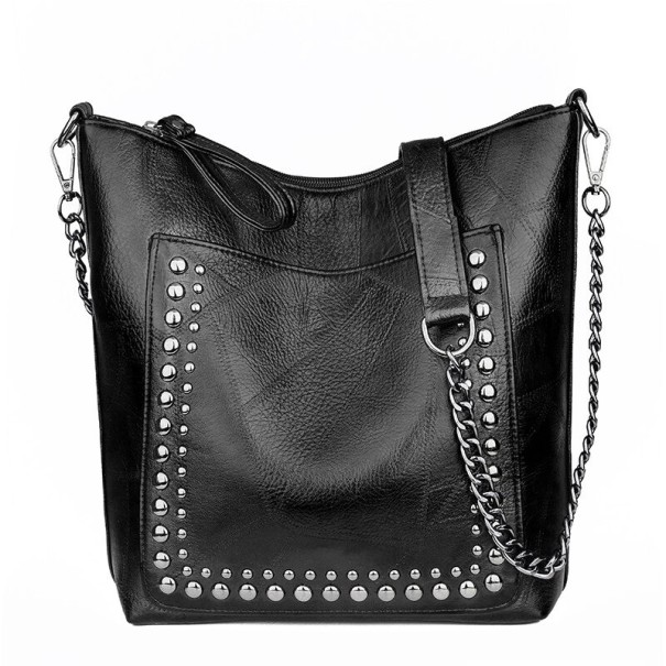 Bolso de mano de piel para mujer M1709 negro 1