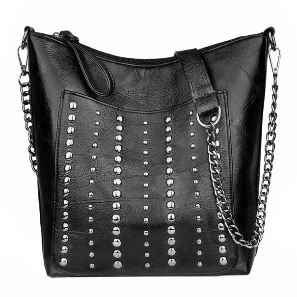 Bolso de mano de piel para mujer M1709 negro 2