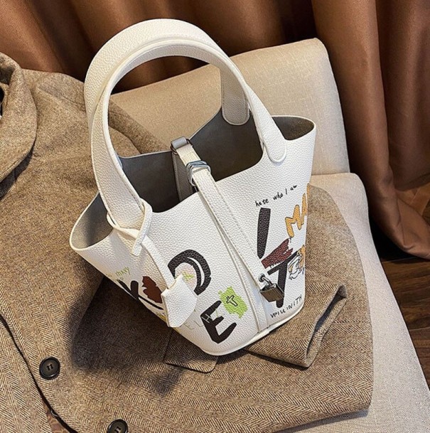 Bolso de mano de piel para mujer M1725 blanco