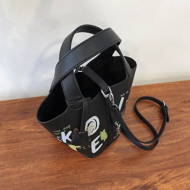 Bolso de mano de piel para mujer M1725 negro