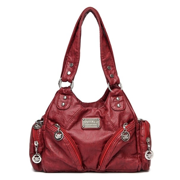 Bolso de mano de piel para mujer M1749 burdeos