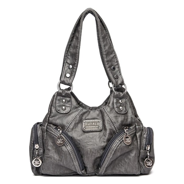 Bolso de mano de piel para mujer M1749 gris oscuro