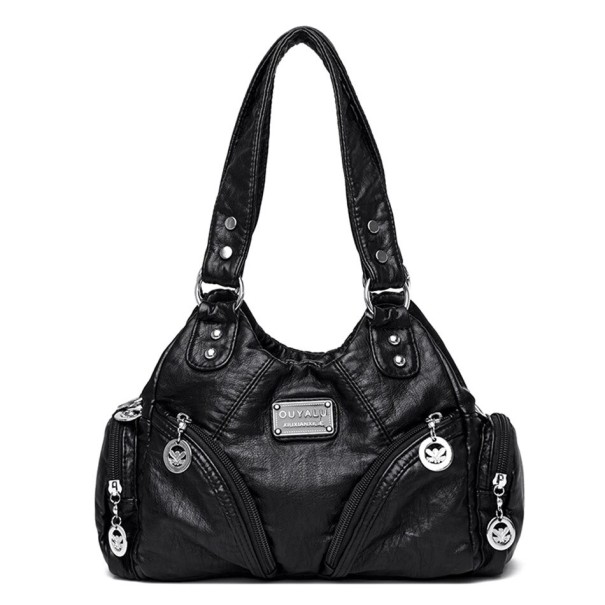 Bolso de mano de piel para mujer M1749 negro