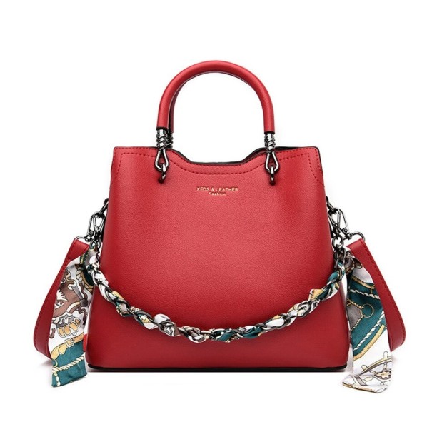 Bolso de mano de piel para mujer M1822 burdeos