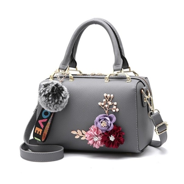 Bolso de mano de piel para mujer M795 gris