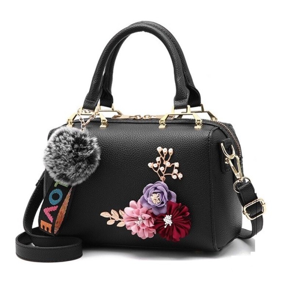 Bolso de mano de piel para mujer M795 negro