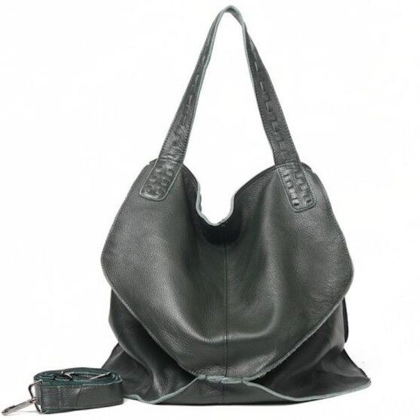 Bolso de mano de piel para mujer M871 verde militar