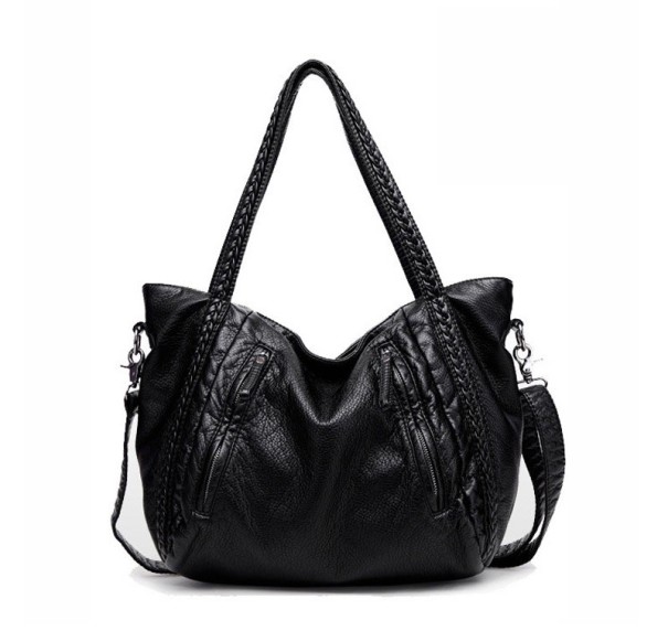 Bolso de mano moderno para mujer en color negro. 35x10x36 cm