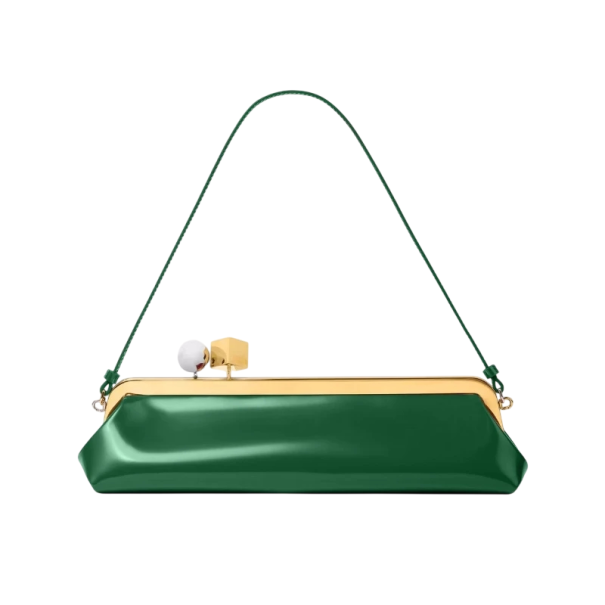 Bolso de mano para mujer 35 x 8,5 x 12 cm Correa desmontable Cuero sintético Bolso alargado elegante para ocasiones sociales y uso diario verde
