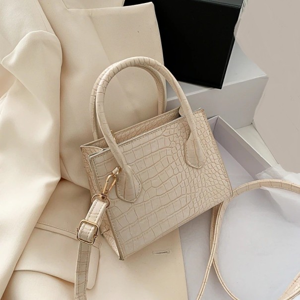 Bolso de mano para mujer con estampado de piel de serpiente M1387 crema