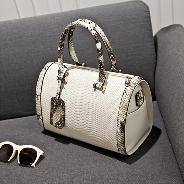 Bolso de mano para mujer con estampado de piel de serpiente M1421 crema