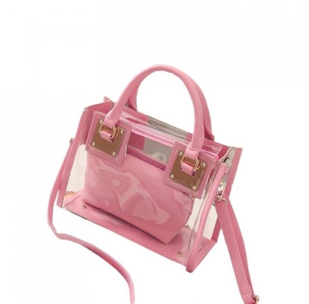 Bolso de mano transparente para mujer M1454 rosa