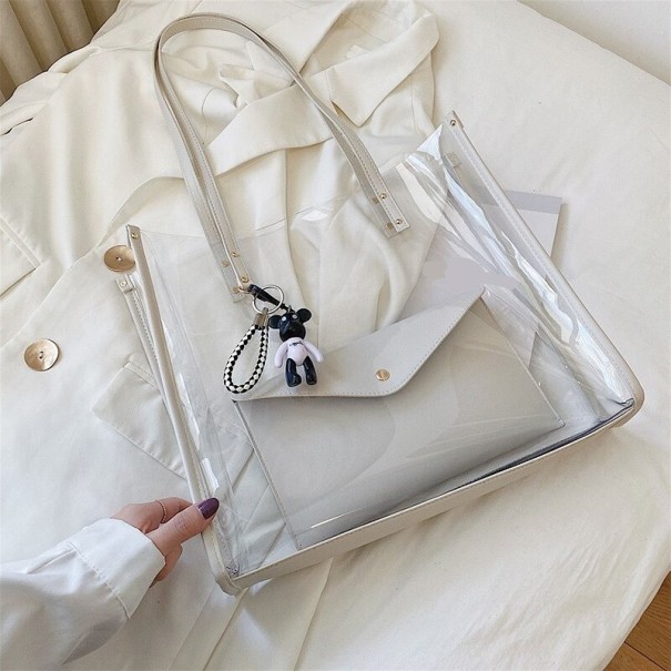 Bolso de mano transparente para mujer M1685 blanco