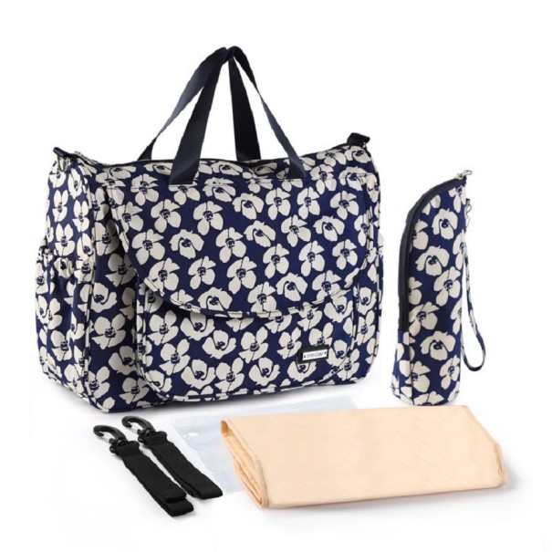Bolso de maternidad grande con accesorios azul oscuro