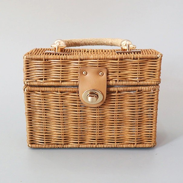 Bolso de mimbre para mujer marrón