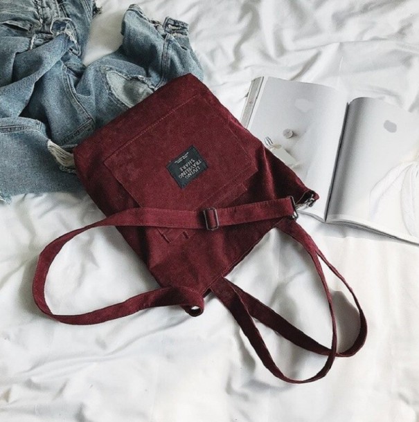 Bolso de pana para mujer burdeos