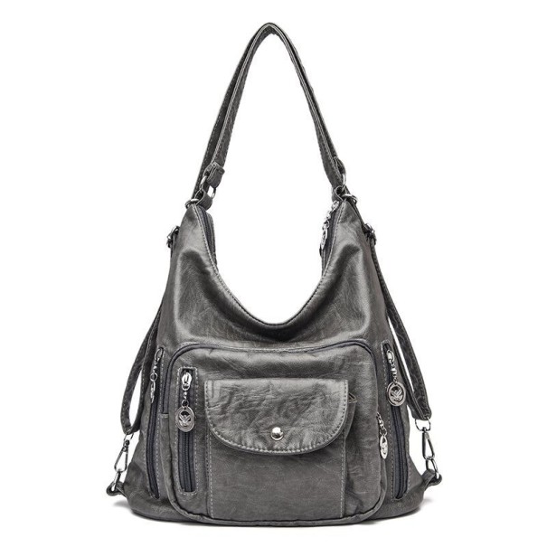 Bolso de piel para mujer M1045 gris oscuro