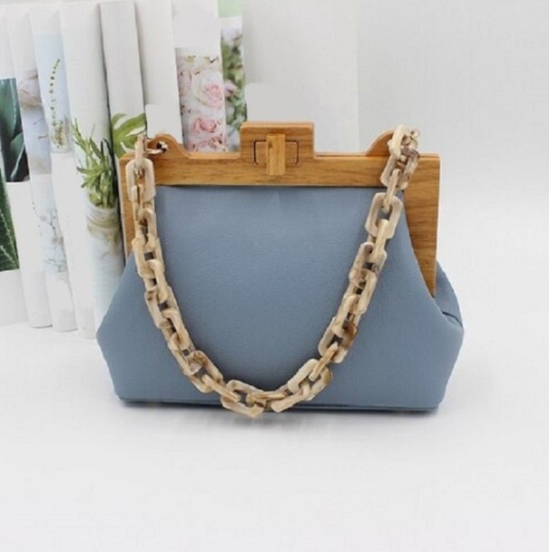 Bolso de piel para mujer M1133 azul