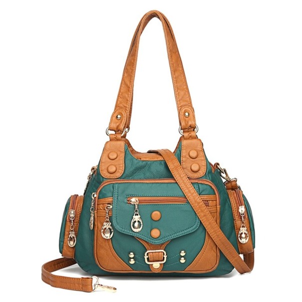 Bolso de piel para mujer M1547 verde oscuro