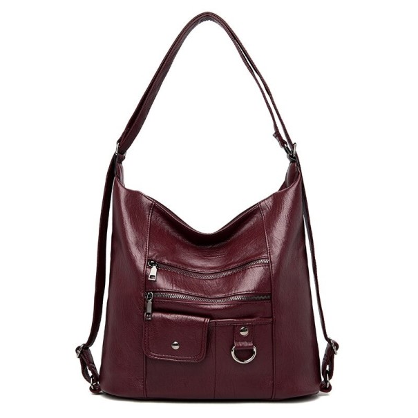 Bolso de piel para mujer M743 burdeos