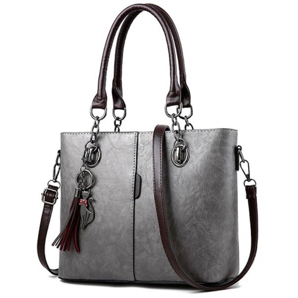 Bolso de piel para mujer M813 gris