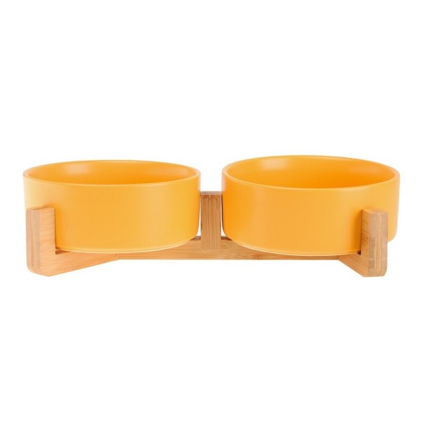 Boluri din ceramică pentru pisici cu suport galben
