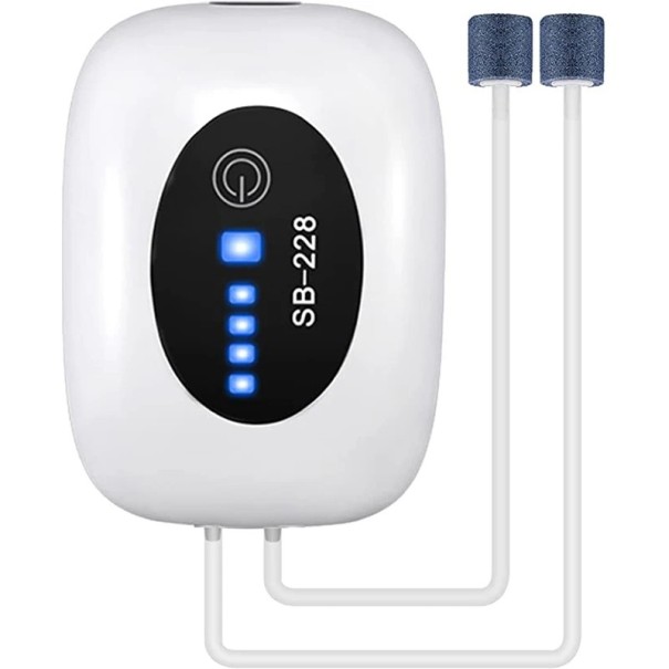 Bomba de ar com oxigénio para aquário 2 W 4800 mAh Motor de aeração portátil Alimentação USB Funcionamento silencioso Para aquários de água doce 1