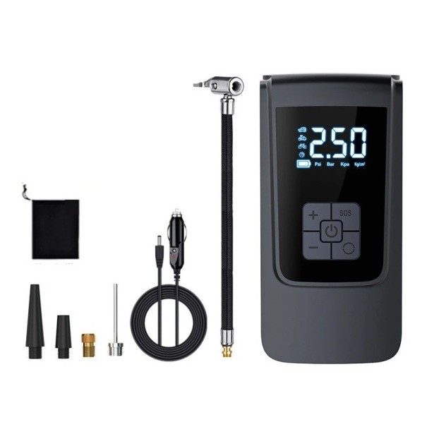 Bomba de ar elétrica com fio 16x8 cm Compressores portáteis para carro moto bicicleta bolas Enchimento rápido Medição precisa da pressão cabo 1