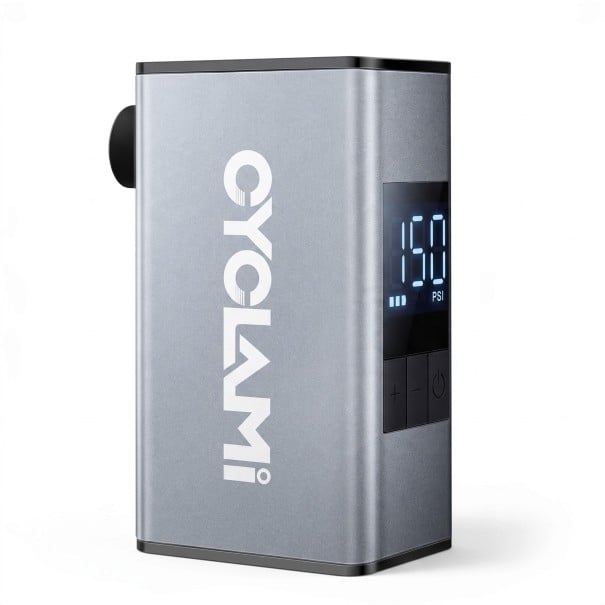 Bomba eléctrica para bicicleta CYCLAMI A3 MAX Ecrã digital Pressão até 150 PSI Peso 210 g Válvulas Presta e Schrader Cinza Para bicicleta eléctrica 1