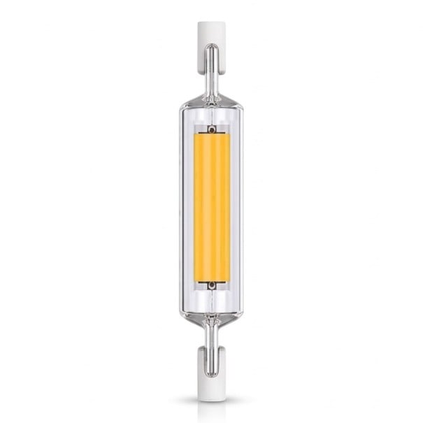 Bombilla LED tubular R7S 78 mm Base doble 15 W 220 V Tira COB en tubo transparente Luz blanca cálida 2700 K Para reflectores y luminarias 1