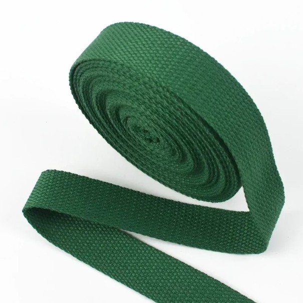 Bomuld-polyester-vævning 20 mm 4 m Massivt bånd 1,3 mm tykt Holdbart materiale Høj belastningskapacitet Universel anvendelse Syning, fremstilling, fastgørelse, udendørs grøn