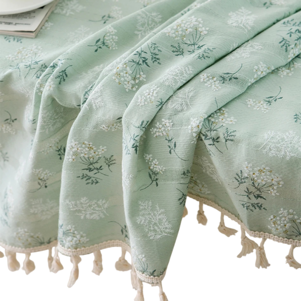 Bomuldsdug med blomstermotiv 140 x 140 cm Elegant dekoration til spisebordet Flere farver Køkken- og spise tekstiler grøn