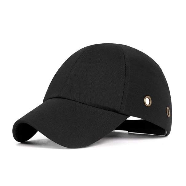 Boné de segurança de trabalho com casca ABS resistente a impactos, circunferência da cabeça 58-62 cm, em algodão poliéster, respirável preto