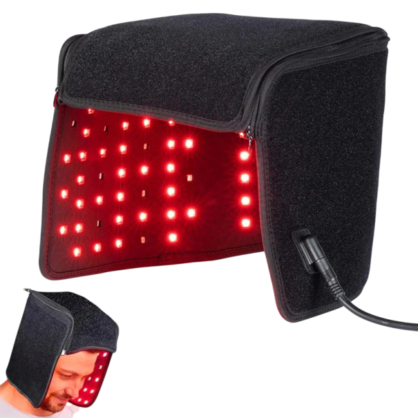 Boné LED para terapia de crescimento capilar 56 x 44 cm 12V 3A 93 unidades de LED vermelhos a 660 nm e 62 unidades de luzes infravermelhas a 850 nm Fototerapia capilar 1