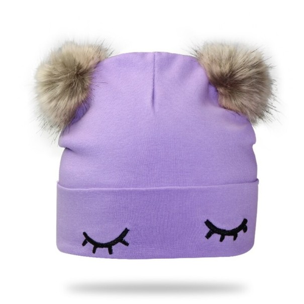 Bonnet d'enfant avec pompons A1500 violet