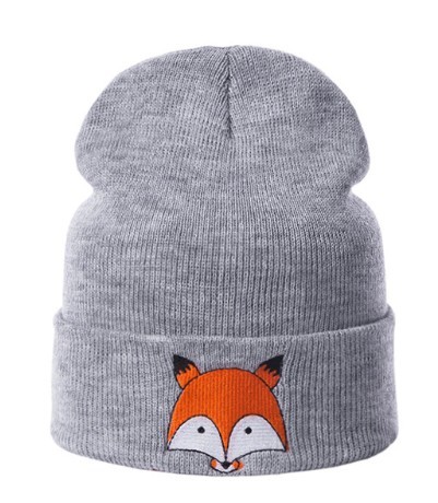 Bonnet d'enfant avec renard J2455 gris clair