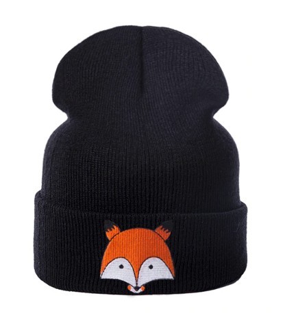 Bonnet d'enfant avec renard J2455 noir