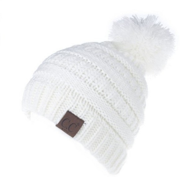 Bonnet d'hiver en laine pour enfants J2869 blanc