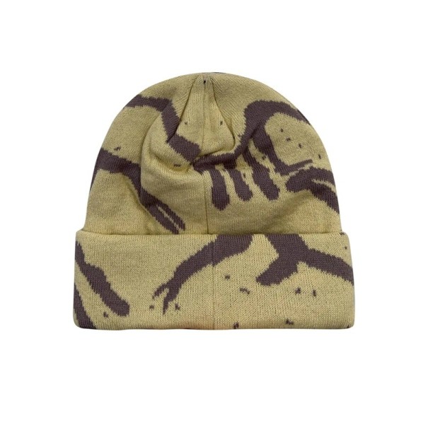 Bonnet d'hiver en tricot avec impression de lettres Bonnet chaud en acrylique 56–58 cm Bonnet unisexe de mode hip hop Bonnet de sport décontracté pour hommes et femmes vert