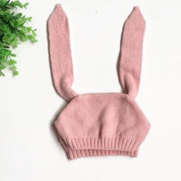 Bonnet d'hiver pour enfant avec des oreilles de lapin rose