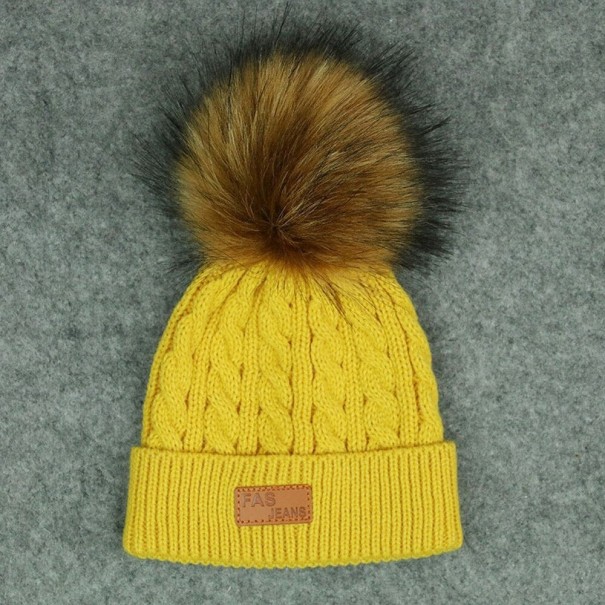 Bonnet d'hiver pour enfants avec pompon Chloe jaune