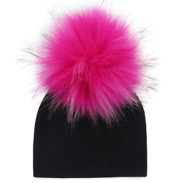 Bonnet d'hiver pour enfants avec pompons colorés J3029 rose foncé S