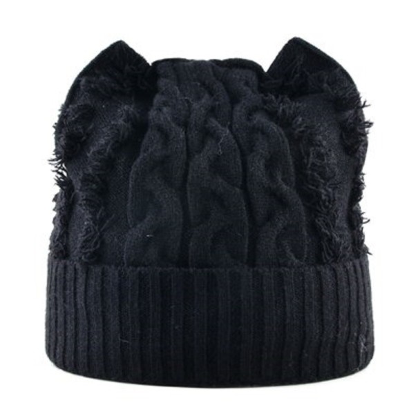 Bonnet d'hiver pour femmes avec oreilles noir