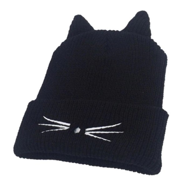 Bonnet d'hiver pour femmes Chat J2355 noir