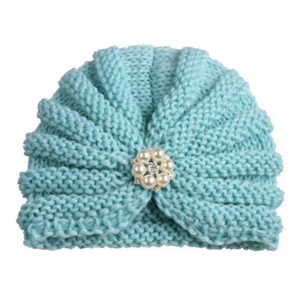 Bonnet d'hiver pour fille avec perles bleu clair