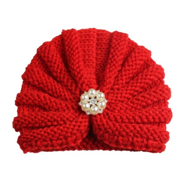 Bonnet d'hiver pour fille avec perles rouge