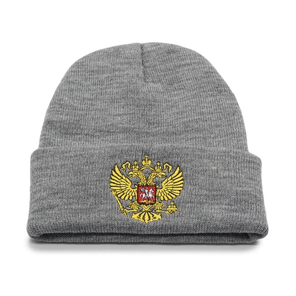 Bonnet d'hiver pour homme avec blason J2647 gris